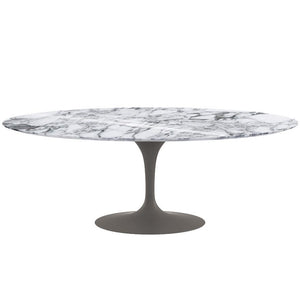 Saarinen 96" Oval Dining Table Large Dining Tables Knoll Grey Arabescato marble, Shiny finish 
