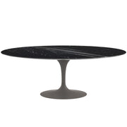 Saarinen 96" Oval Dining Table Large Dining Tables Knoll Grey Nero Marquina marble, Shiny finish 