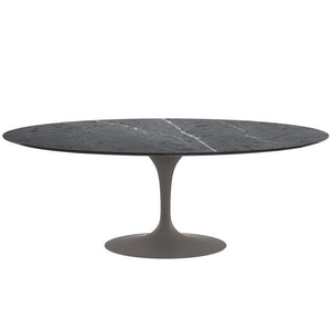Saarinen 96" Oval Dining Table Large Dining Tables Knoll Grey Grigio Marquina marble, Satin finish 