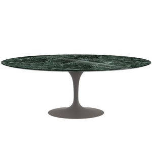 Saarinen 96" Oval Dining Table Large Dining Tables Knoll Grey Verde Alpi marble, Shiny finish 