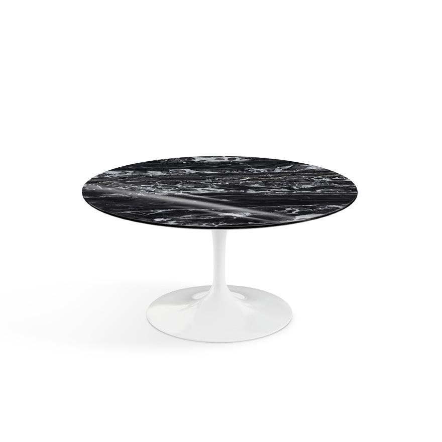 Saarinen Coffee Table - 35&quot; Round Coffee Tables Knoll White Portoro marble, Shiny finish 