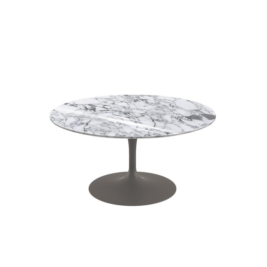 Saarinen Coffee Table - 35&quot; Round Coffee Tables Knoll Grey Arabescato marble, Shiny finish 