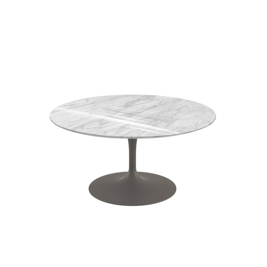 Saarinen Coffee Table - 35&quot; Round Coffee Tables Knoll Grey Calacatta marble, Shiny finish 