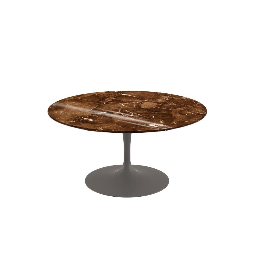 Saarinen Coffee Table - 35&quot; Round Coffee Tables Knoll Grey Espresso marble, Shiny finish 