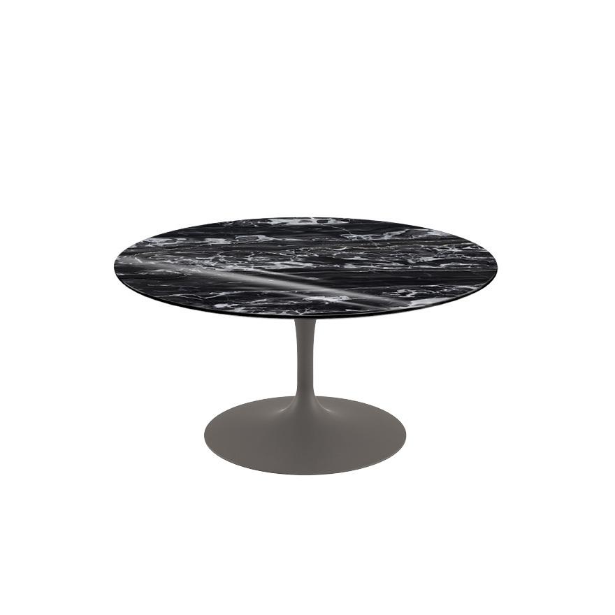 Saarinen Coffee Table - 35&quot; Round Coffee Tables Knoll Grey Portoro marble, Shiny finish 