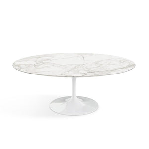 Saarinen Coffee Table - 42” Oval Dining Tables Knoll White Calacatta marble, Satin finish 