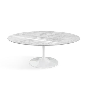 Saarinen Coffee Table - 42” Oval Dining Tables Knoll White Carrara marble, Shiny finish 