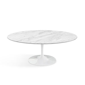 Saarinen Coffee Table - 42” Oval Dining Tables Knoll White Carrara Satin Coated Marble 