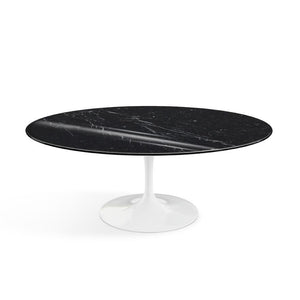 Saarinen Coffee Table - 42” Oval Dining Tables Knoll White Nero Marquina marble, Shiny finish 