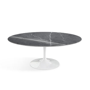 Saarinen Coffee Table - 42” Oval Dining Tables Knoll White Grigio Marquina marble, Shiny finish 