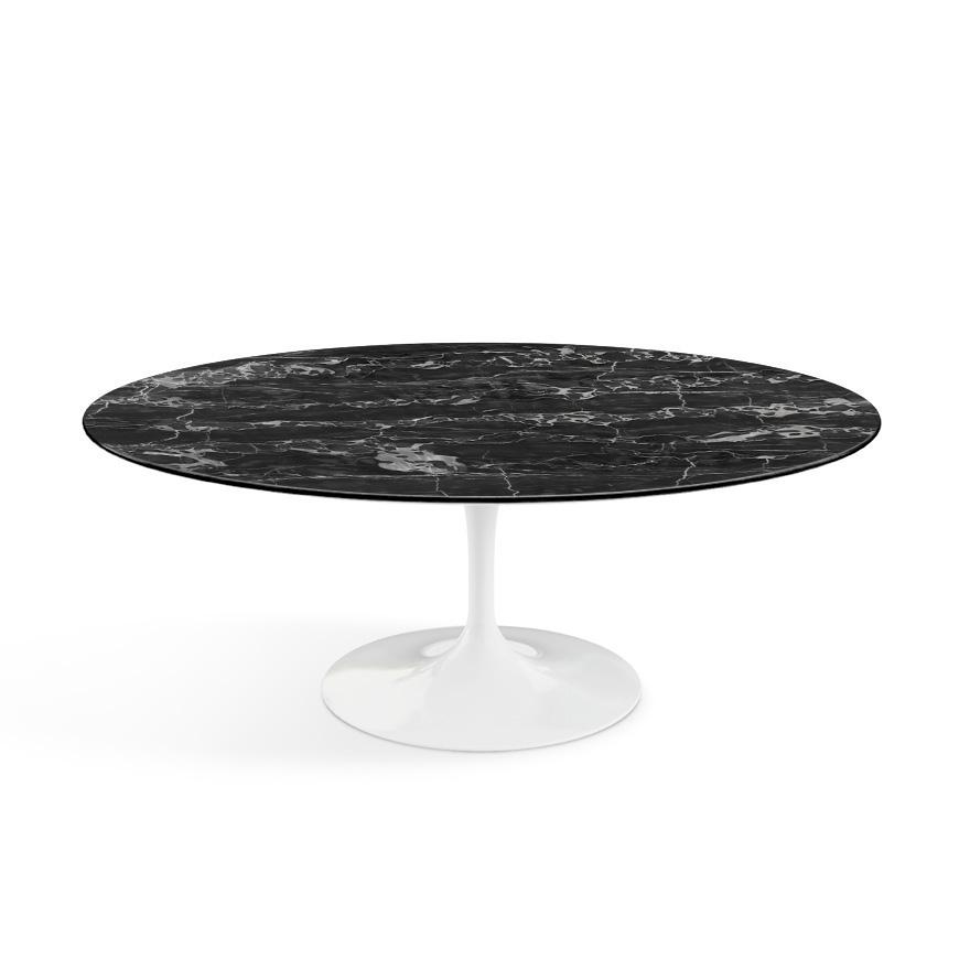 Saarinen Coffee Table - 42” Oval Dining Tables Knoll White Portoro marble, Satin finish 