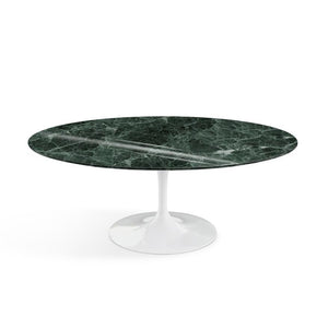 Saarinen Coffee Table - 42” Oval Dining Tables Knoll White Verde Alpi marble, Shiny finish 