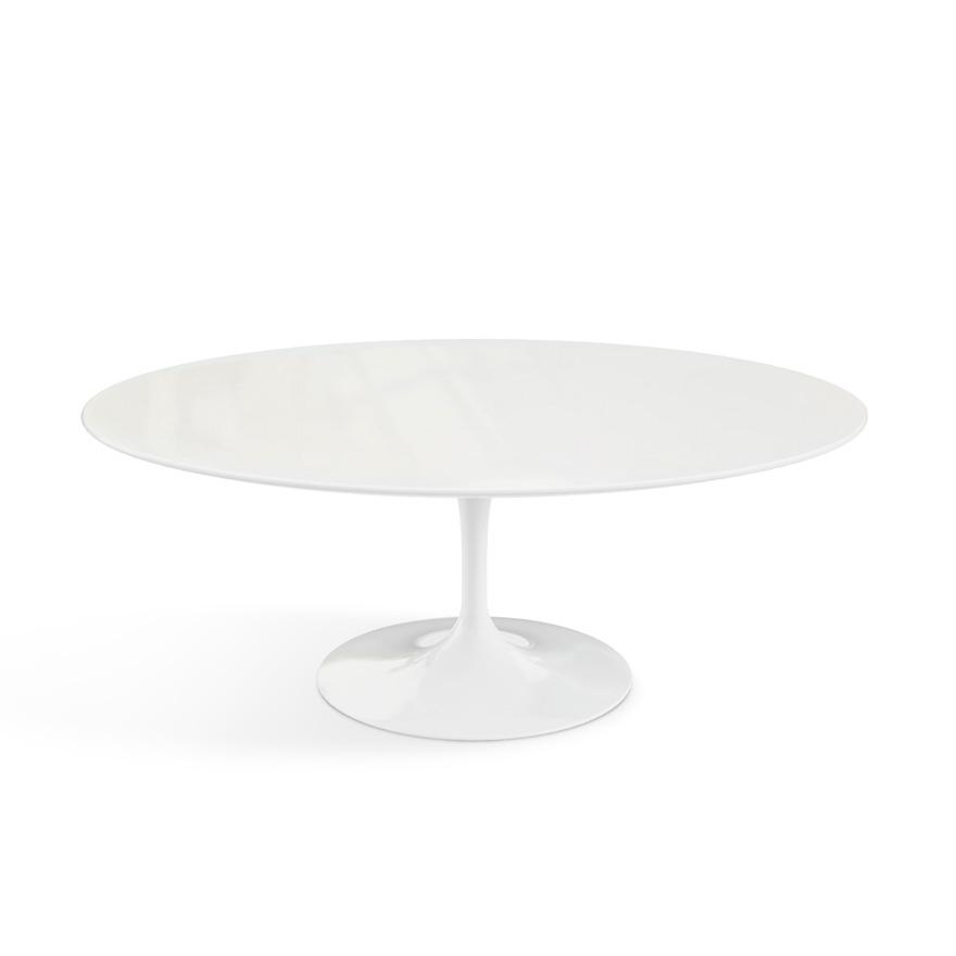 Saarinen Coffee Table - 42” Oval Dining Tables Knoll White Vetro Bianco 