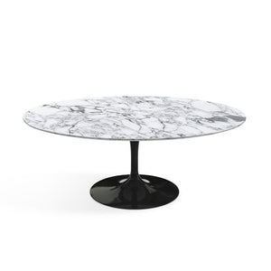 Saarinen Coffee Table - 42” Oval Dining Tables Knoll Black Arabescato marble, Satin finish 