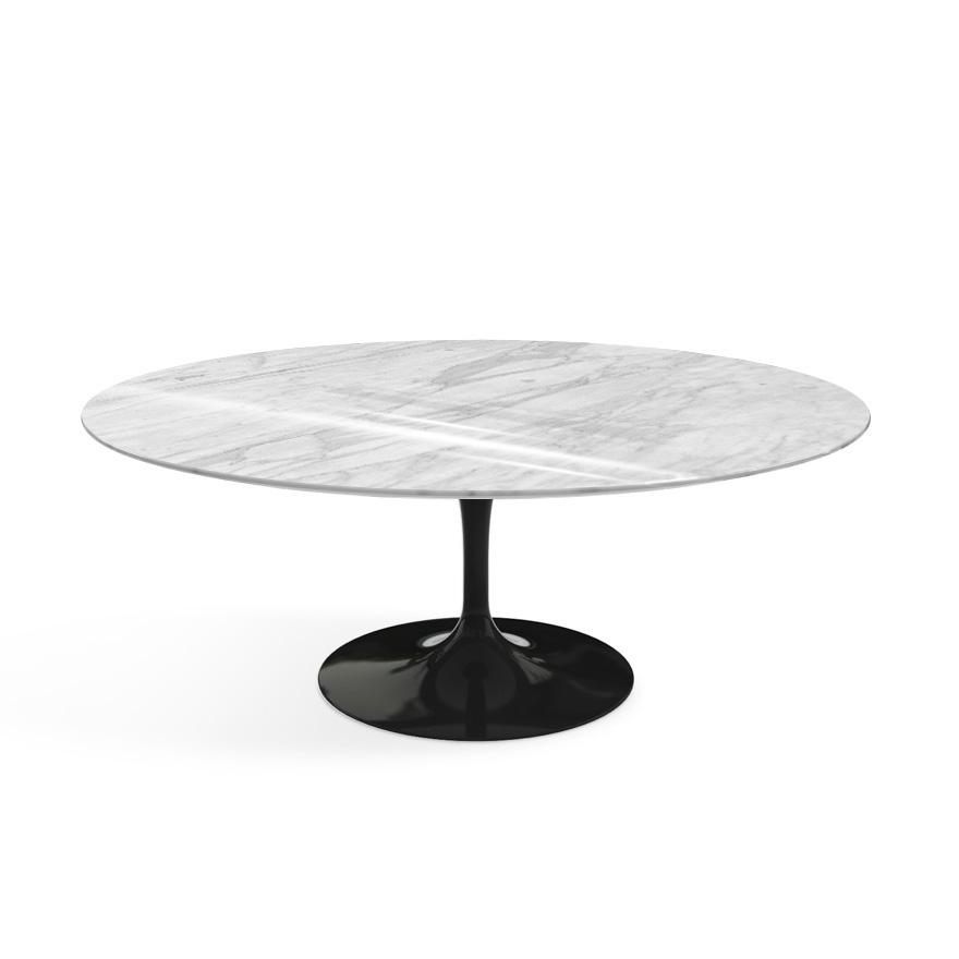 Saarinen Coffee Table - 42” Oval Dining Tables Knoll Black Carrara marble, Shiny finish 