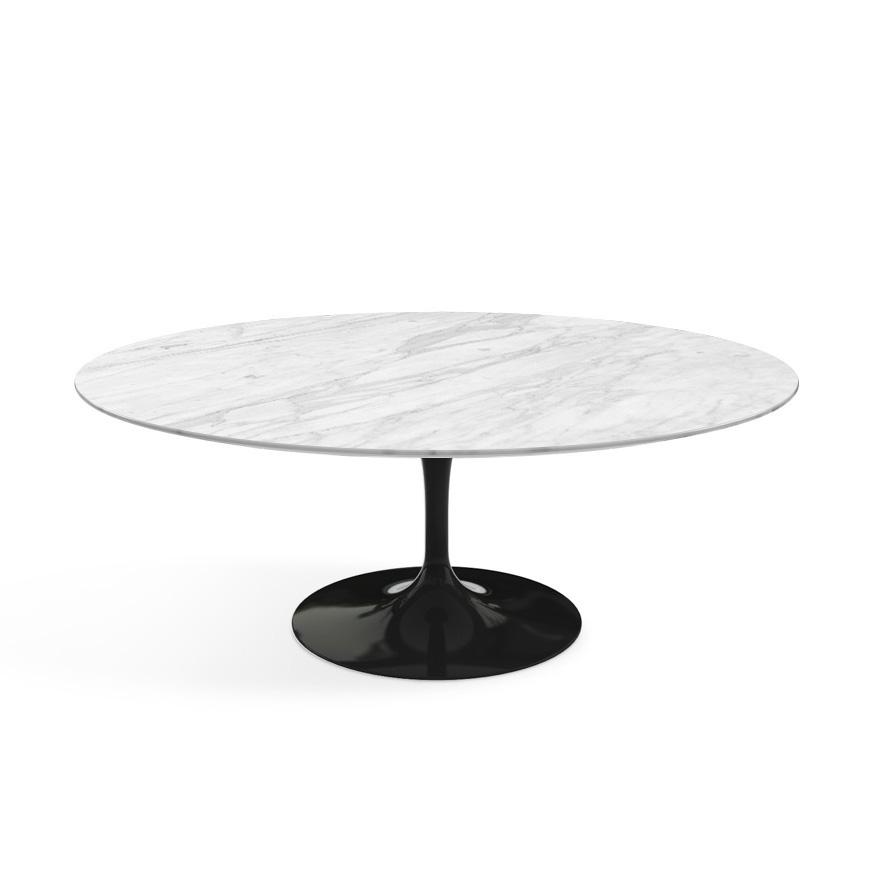 Saarinen Coffee Table - 42” Oval Dining Tables Knoll Black Carrara Satin Coated Marble 