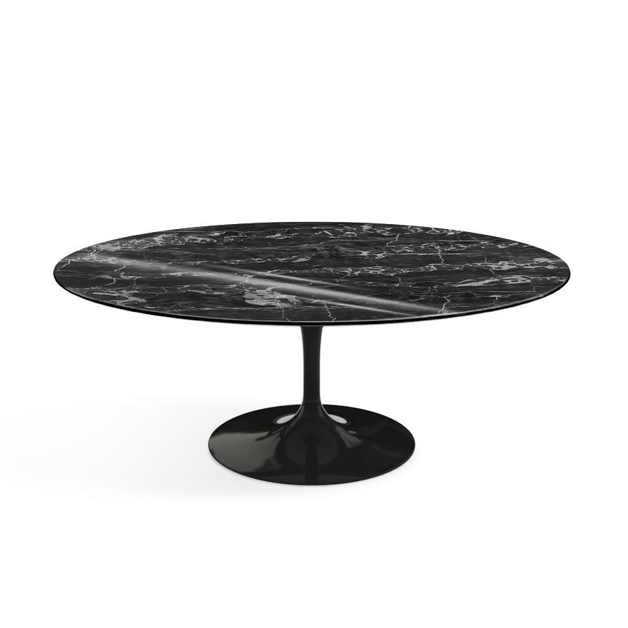 Saarinen Coffee Table - 42” Oval Dining Tables Knoll Black Portoro marble, Shiny finish 