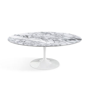 Saarinen Coffee Table - 42” Oval Dining Tables Knoll White Arabescato marble, Shiny finish 