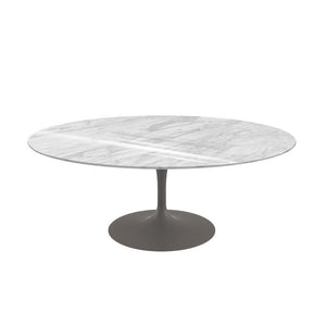 Saarinen Coffee Table - 42” Oval Dining Tables Knoll Grey Carrara marble, Shiny finish 