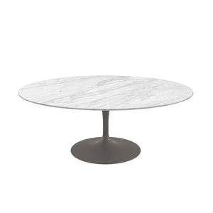 Saarinen Coffee Table - 42” Oval Dining Tables Knoll Grey Carrara marble, Satin finish 