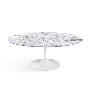 Saarinen Coffee Table - 42” Oval Dining Tables Knoll White Arabescato marble, Satin finish 