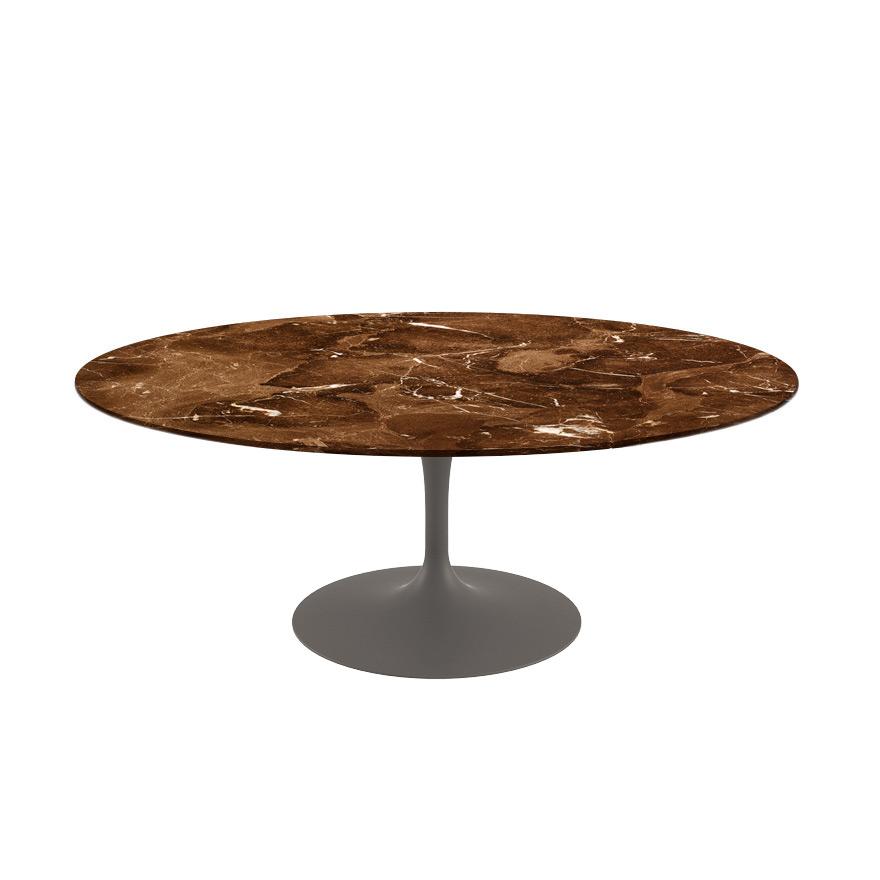 Saarinen Coffee Table - 42” Oval Dining Tables Knoll Grey Espresso marble, Satin finish 