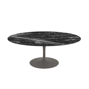 Saarinen Coffee Table - 42” Oval Dining Tables Knoll Grey Portoro marble, Shiny finish 