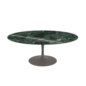 Saarinen Coffee Table - 42” Oval Dining Tables Knoll Grey Verde Alpi marble, Shiny finish 