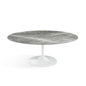 Saarinen Coffee Table - 42” Oval Dining Tables Knoll White Grey marble, Shiny finish 