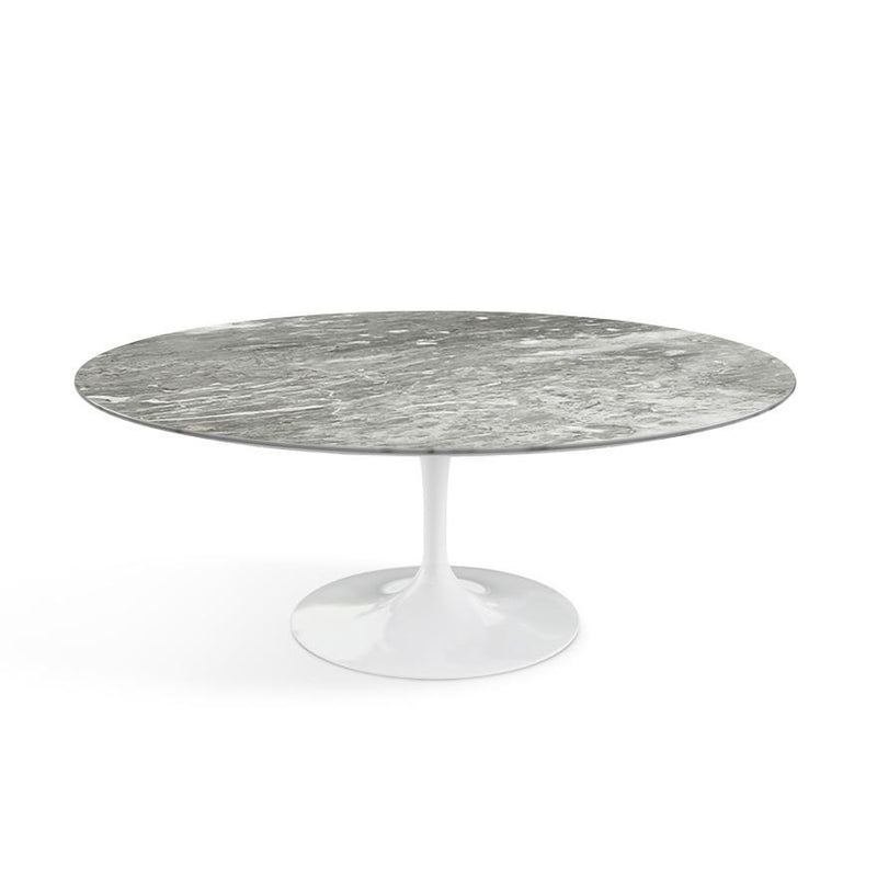 Saarinen Coffee Table - 42” Oval Dining Tables Knoll White Grey marble, Satin finish 