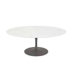 Saarinen Coffee Table - 42” Oval Dining Tables Knoll Grey Vetro Bianco 