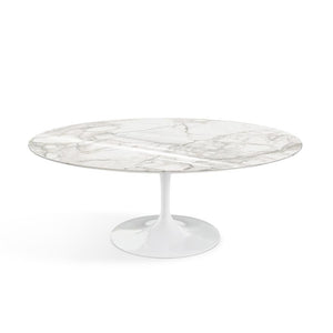 Saarinen Coffee Table - 42” Oval Dining Tables Knoll White Calacatta marble, Shiny finish 