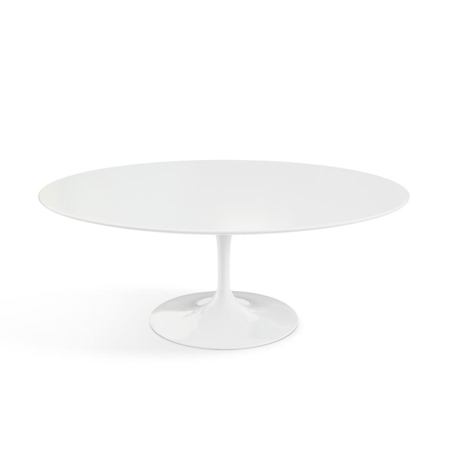 Saarinen Coffee Table - 42” Oval Dining Tables Knoll White White laminate, Satin finish 