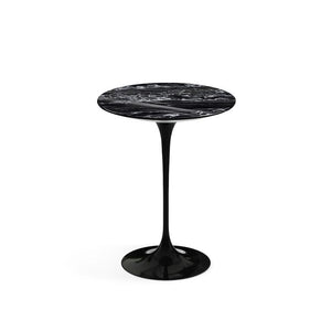 Saarinen Side Table - 16" Round side/end table Knoll Black Portoro marble, Shiny finish 