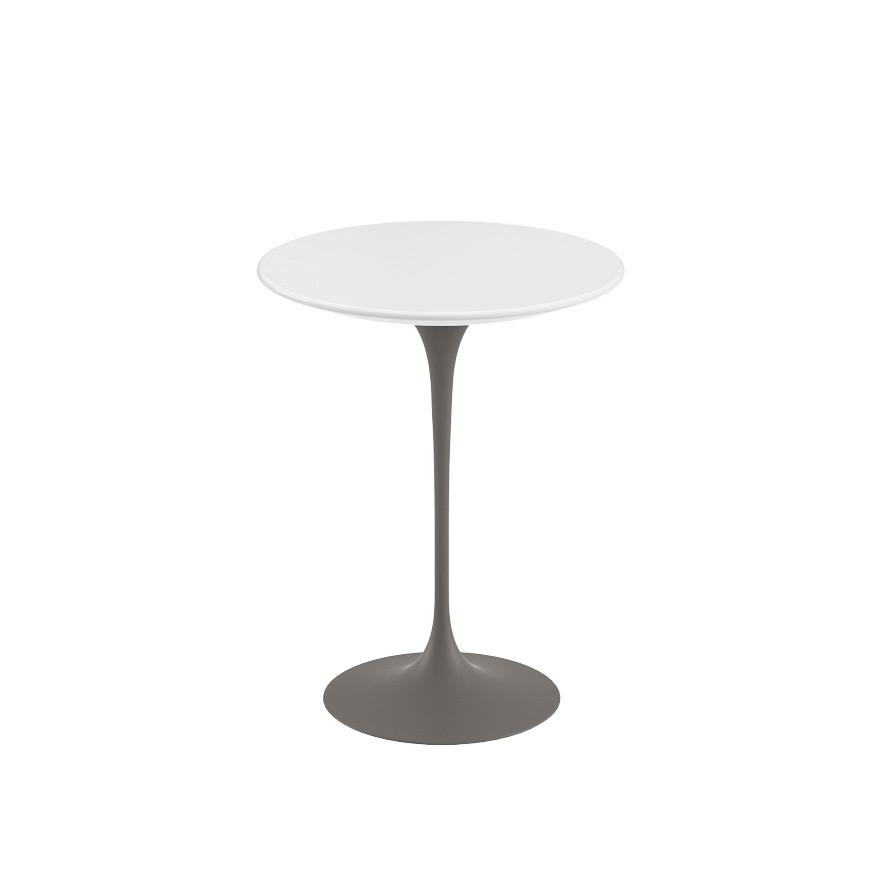 Saarinen Side Table - 16" Round side/end table Knoll Grey White laminate, Satin finish 