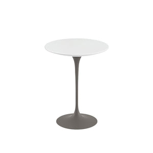 Saarinen Side Table - 16" Round side/end table Knoll Grey White laminate, Satin finish 