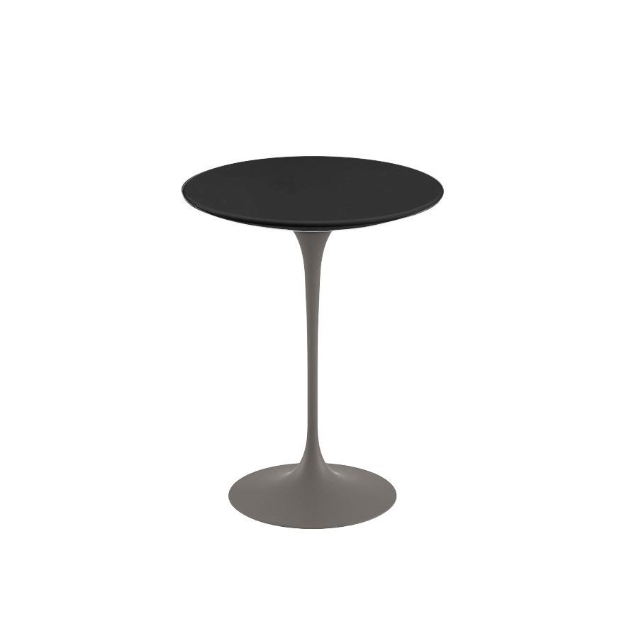 Saarinen Side Table - 16" Round side/end table Knoll Grey Black laminate, Satin finish 