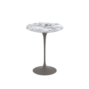 Saarinen Side Table - 16" Round side/end table Knoll Grey Arabescato marble, Shiny finish 