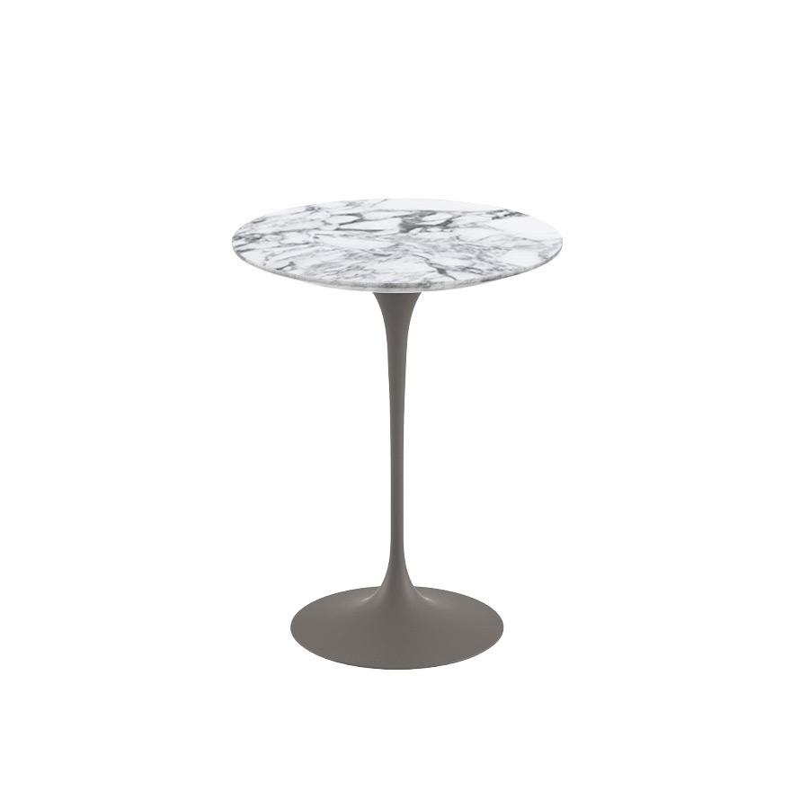 Saarinen Side Table - 16" Round side/end table Knoll Grey Arabescato marble, Satin finish 