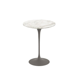 Saarinen Side Table - 16" Round side/end table Knoll Grey Calacatta marble, Satin finish 