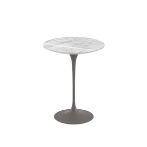 Saarinen Side Table - 16" Round side/end table Knoll Grey Carrara marble, Shiny finish 