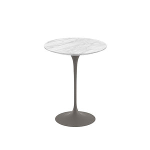 Saarinen Side Table - 16" Round side/end table Knoll Grey Carrara marble, Satin finish 