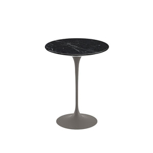 Saarinen Side Table - 16" Round side/end table Knoll Grey Nero Marquina marble, Satin finish 