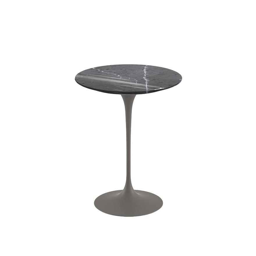 Saarinen Side Table - 16" Round side/end table Knoll Grey Grigio Marquina marble, Shiny finish 