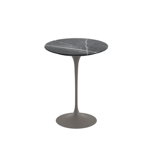 Saarinen Side Table - 16" Round side/end table Knoll Grey Grigio Marquina marble, Shiny finish 