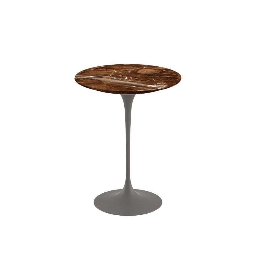 Saarinen Side Table - 16" Round side/end table Knoll Grey Espresso marble, Shiny finish 