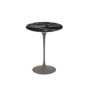 Saarinen Side Table - 16" Round side/end table Knoll Grey Portoro marble, Shiny finish 