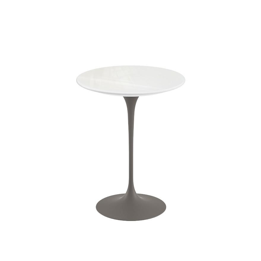 Saarinen Side Table - 16" Round side/end table Knoll Grey Vetro Bianco 