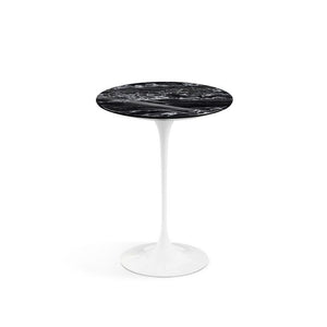 Saarinen Side Table - 16" Round side/end table Knoll White Portoro marble, Shiny finish 