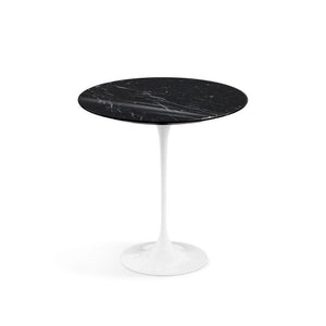 Saarinen Side Table - 20” Round side/end table Knoll White Nero Marquina marble, Shiny finish 